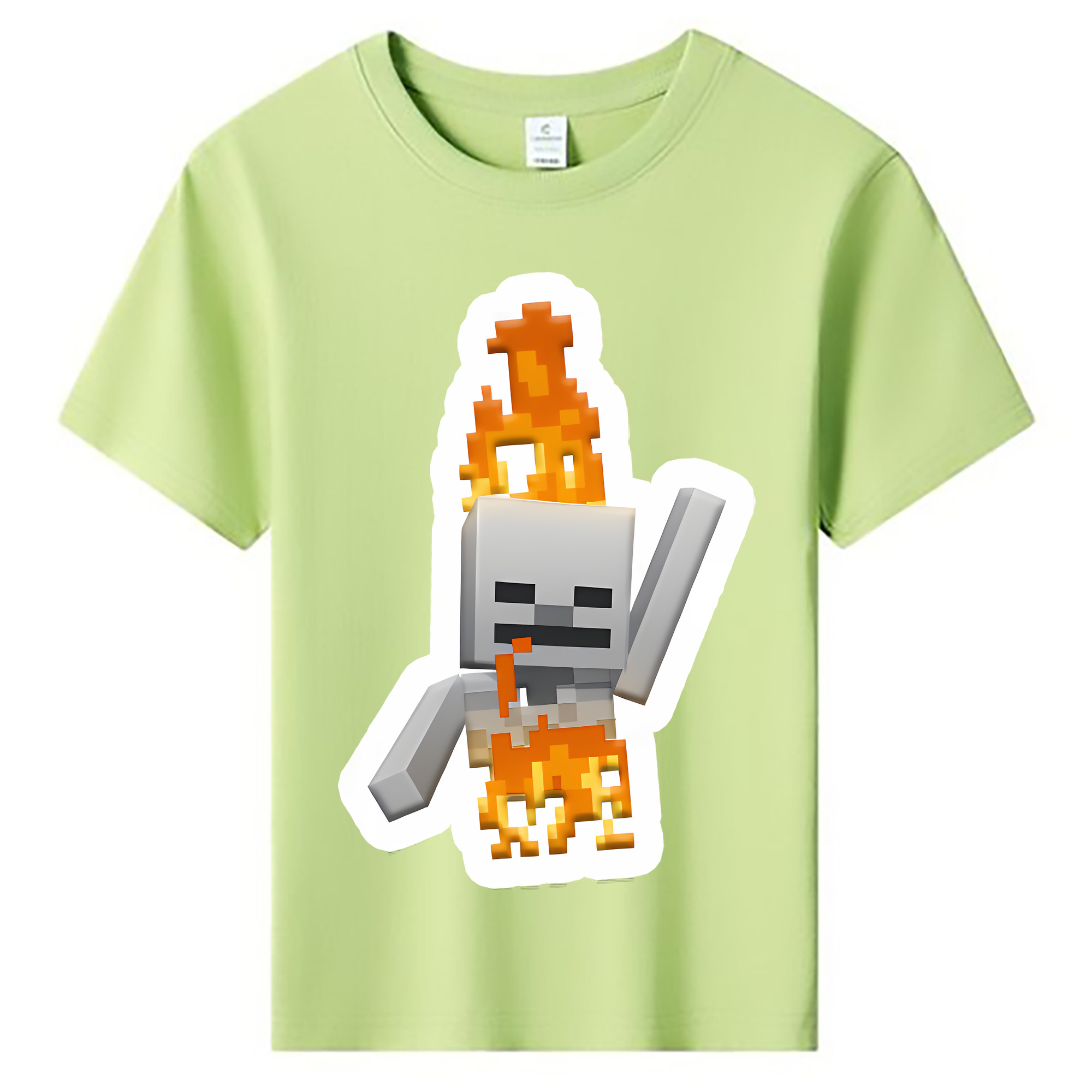 （画像用） マインクラフト ブロックの世界 Minecraft MC Block world 綿100％キッズTシャツ（フロントプリント）